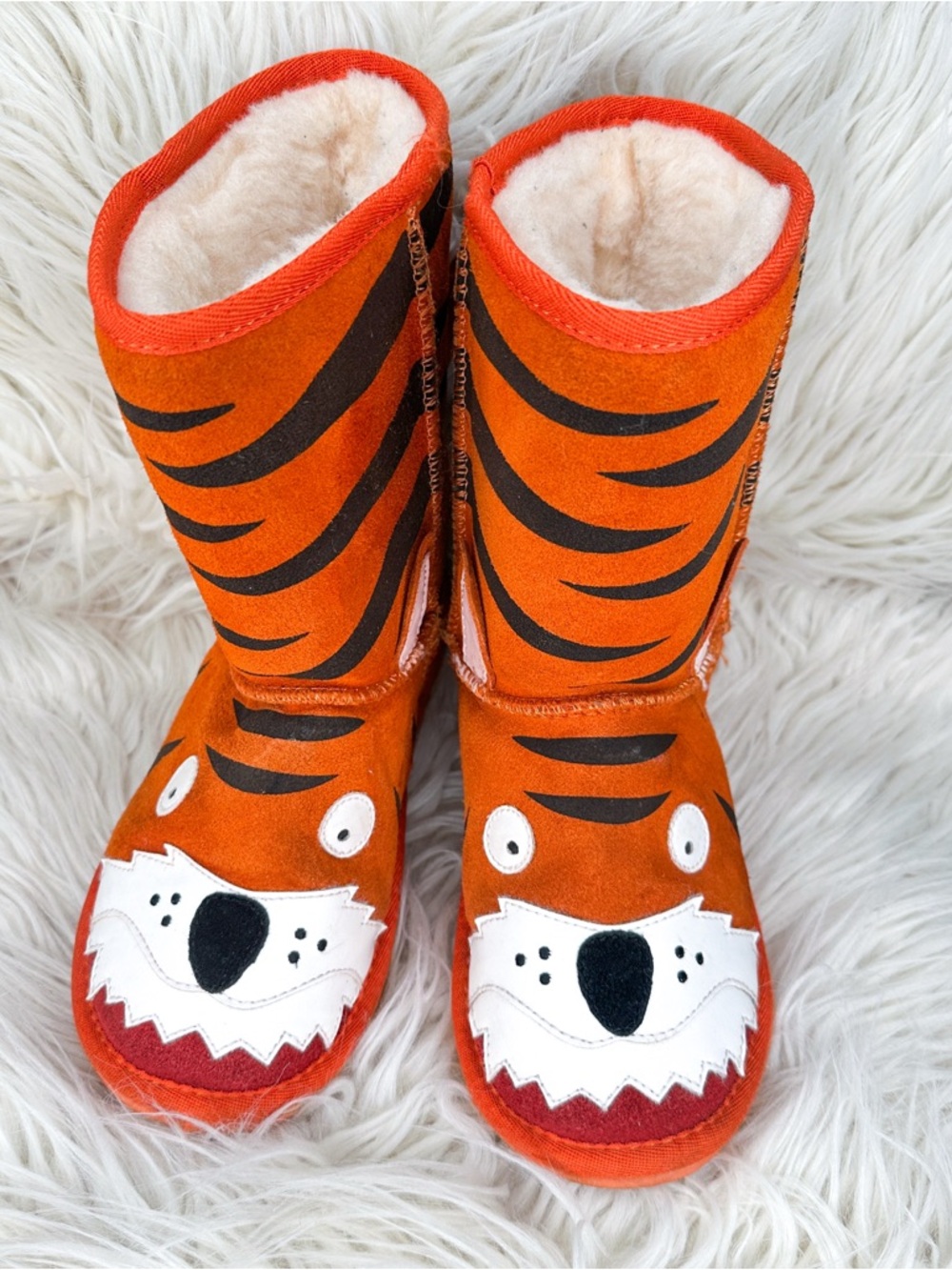 Emu Kids Orange Tiger Face Boots